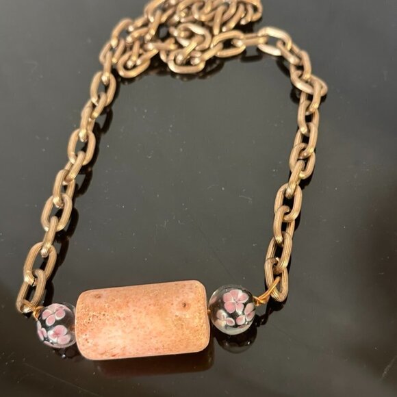 Coral Natural Untreated Floral Beads Chain Necklace Boho Gift Bohemian Hippie - Picture 3 of 5